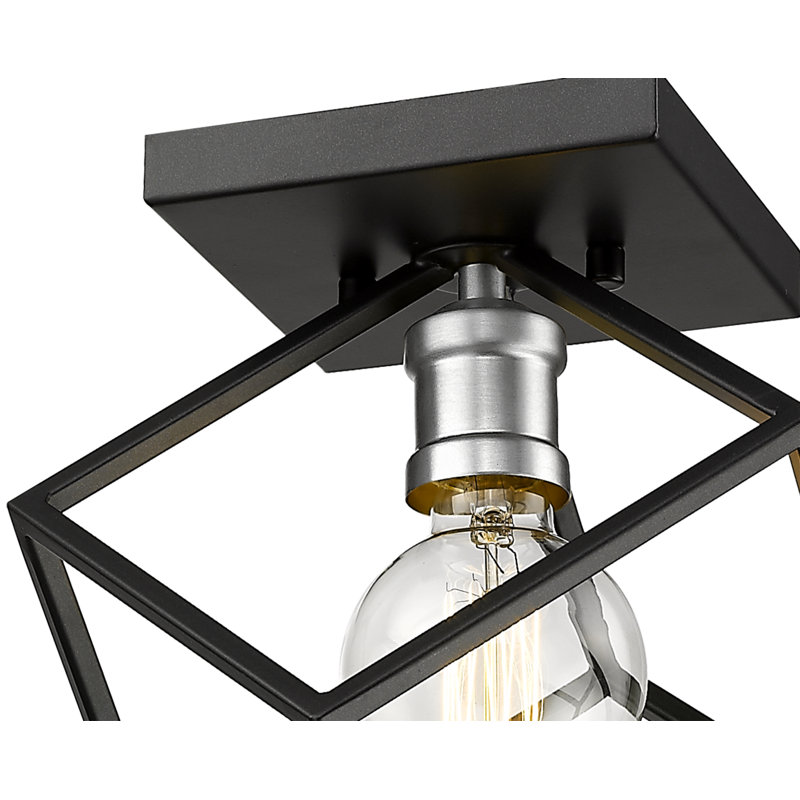 Democritus Flush Mount, Matte Black/Brushed Nickel