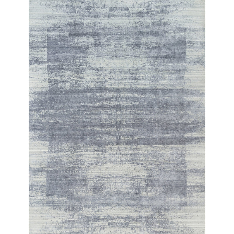 Hand Knotted Area Rug in Gray/Blue, Rectangle 6' x 9'