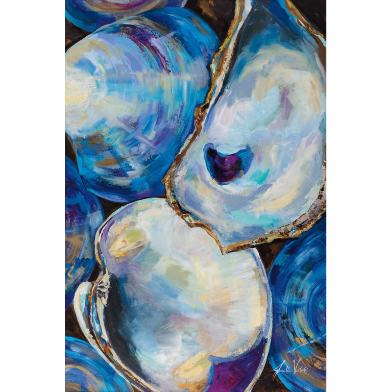 «Matunuck Shells» par Jeanette Vertentes - reproduction sur toile tendue, H 48 po x l 32 po, Cadre doré simple, Oui