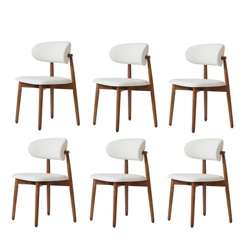 Juvan Modern Upholstered Rubber Wood Faux Leather Dining Chair(Set Of 6), Brown