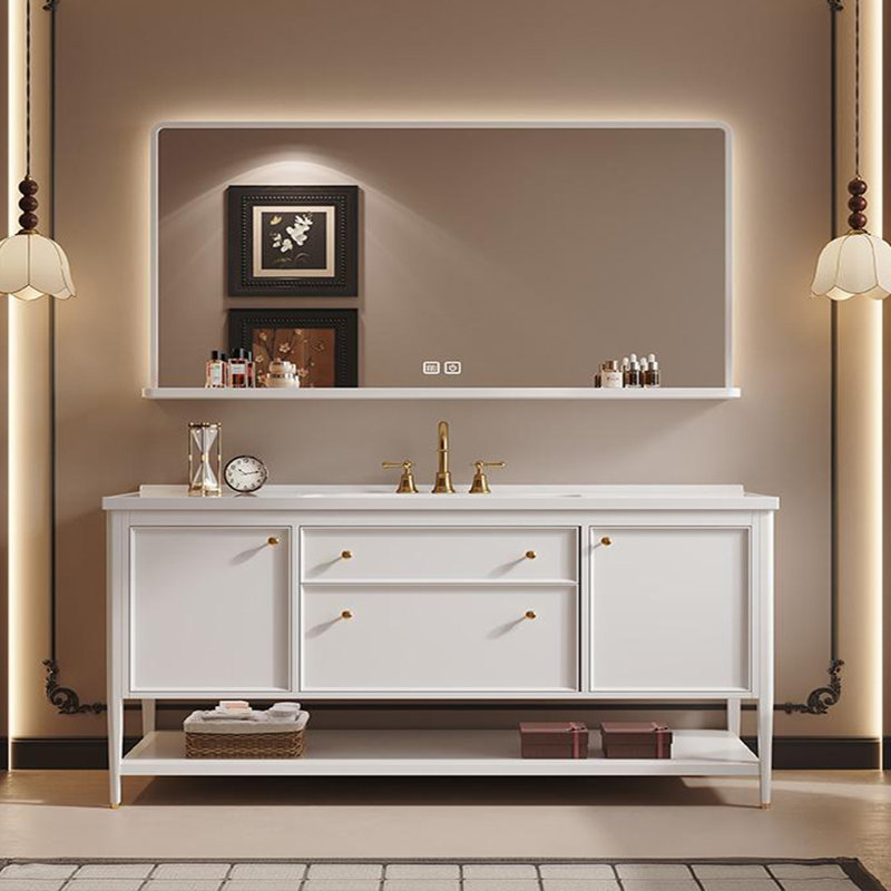 Armoire de salle de bain rétro style français, Blanc, H 31,5 po x l 59,45 po x P 19,69 po