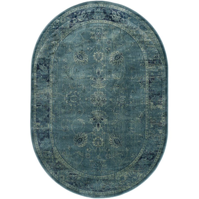 Tapis bleu Beldale, Ovale 5 pi 3 po x 7 pi 6 po