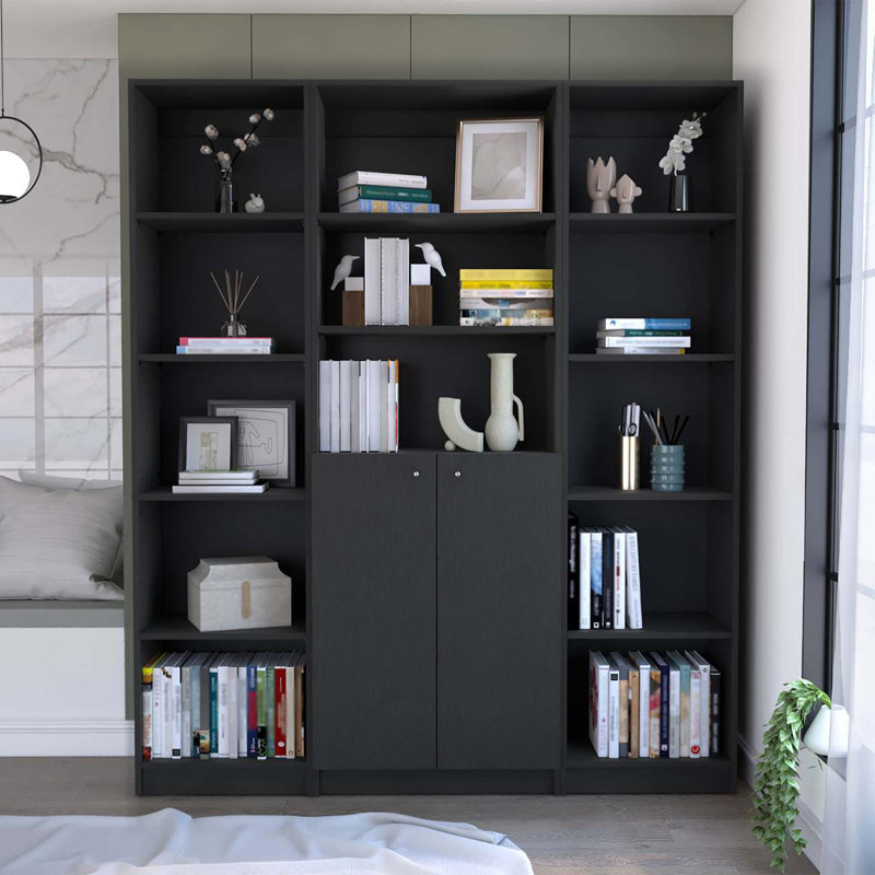 Ensemble de salon moderne 3 pièces avec bibliothèques flexibles pour un rangement personnalisable et un décor élégant