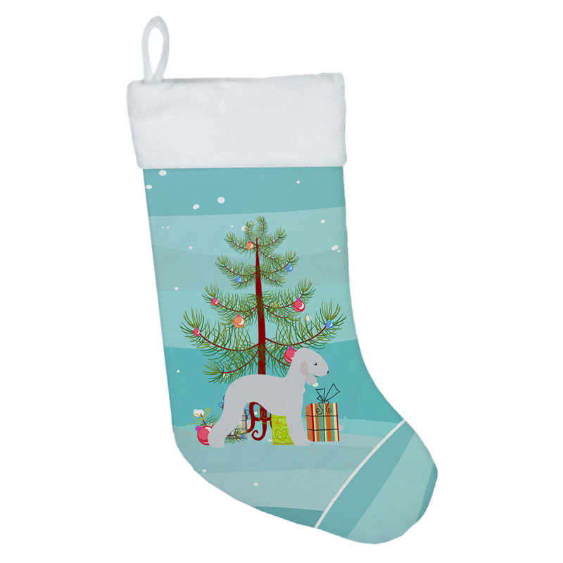 Chaussette de noël joyeux de noël, Bedlington terrier gris