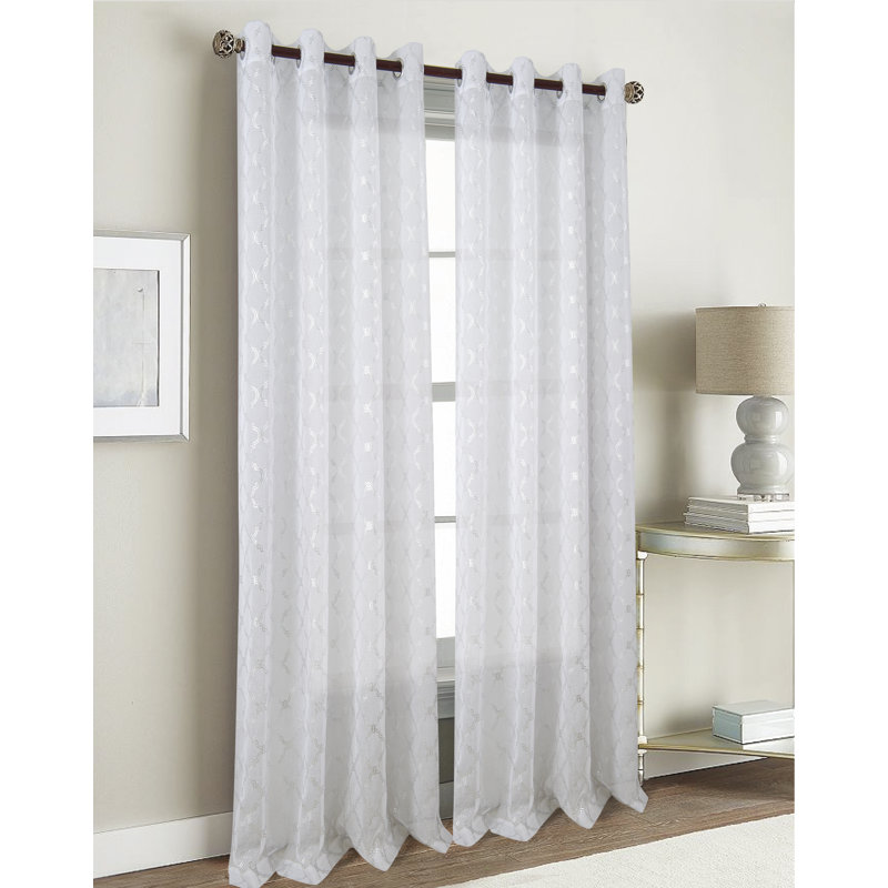 Panneau de rideau simple semi-diaphane avec œillets Mcardle, Blanc