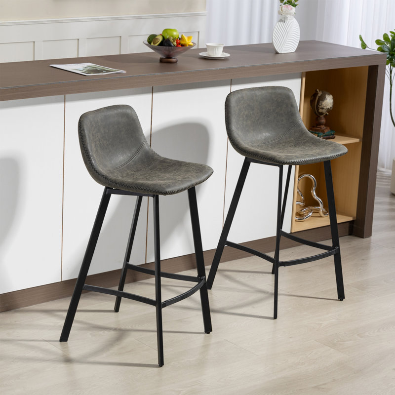 Sidibe Upholstered Counter Stool, Grey