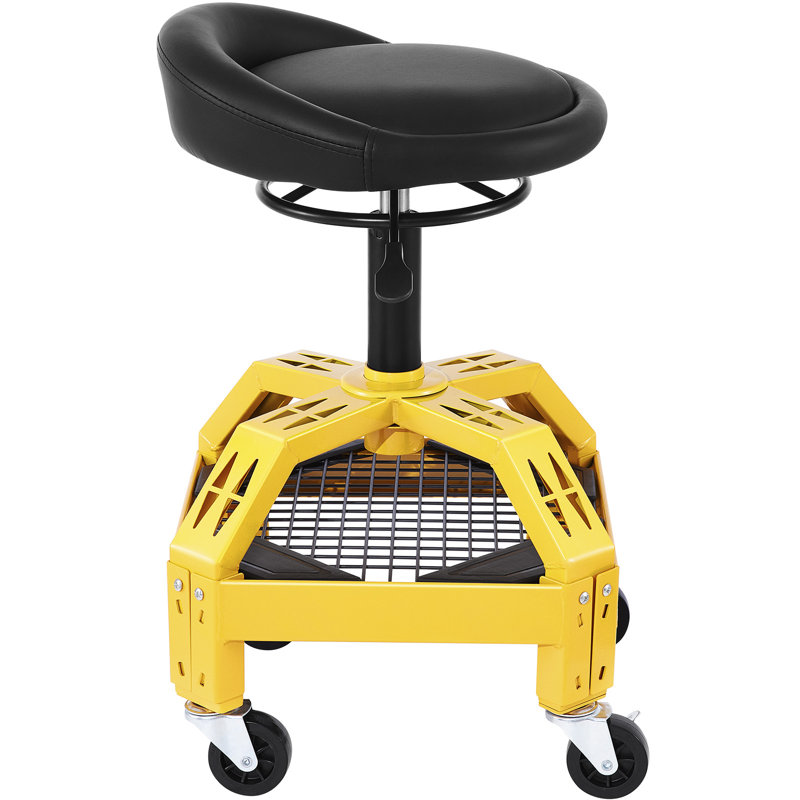 Rolling Garage Stool, 300LBS Capacity, Adjustable Height from 24 in to 28.7