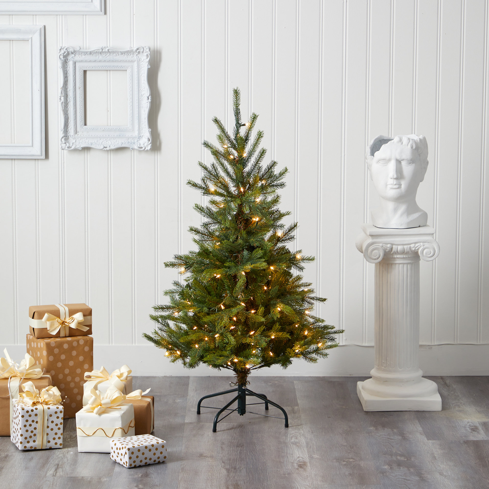 Lighted Artificial Spruce Christmas Tree, 4' H