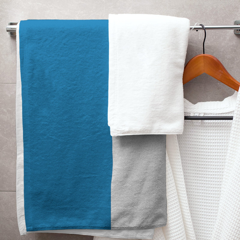 Bath Towel, Black/Blue/Off White