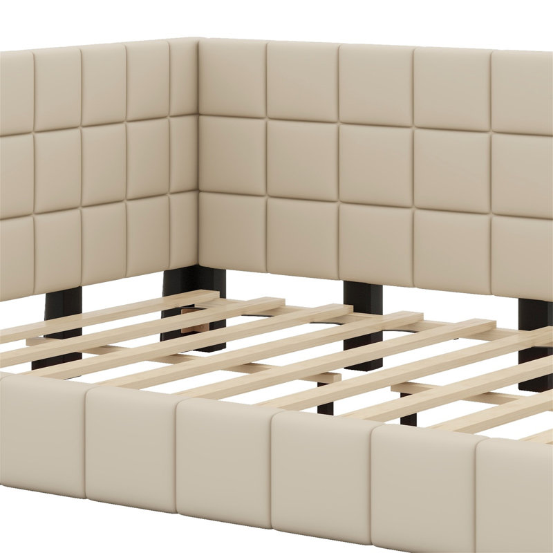 Upholstered Daybed/Sofa Bed Frame, Beige