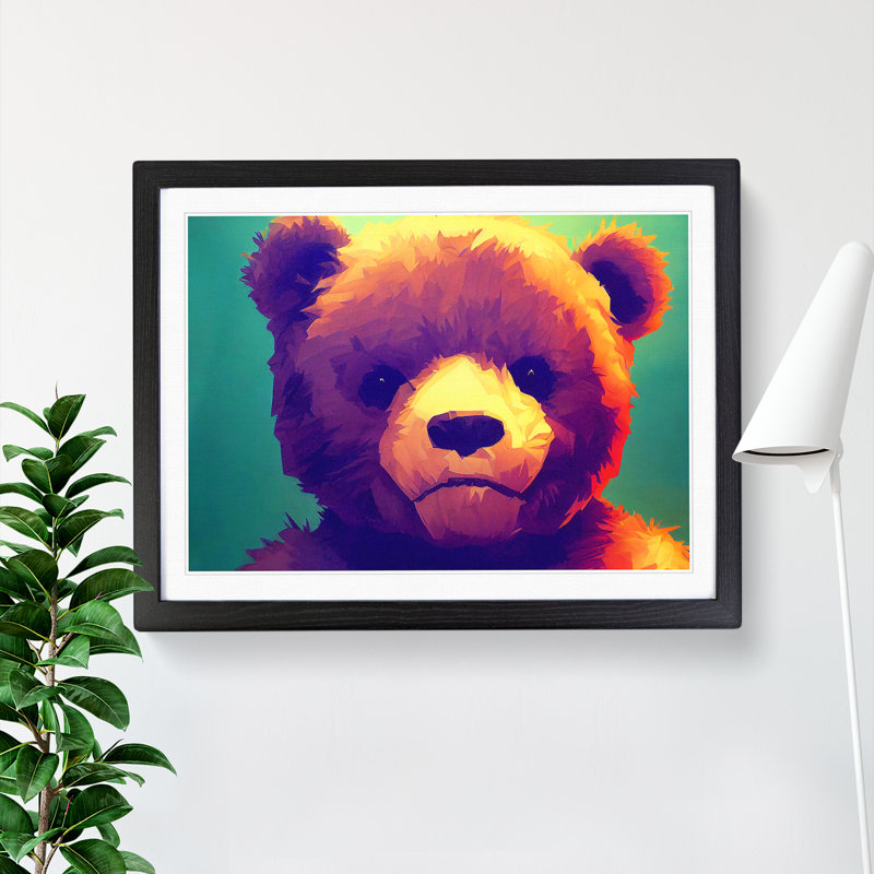 Teddy Bear - Single Picture Frame Print, Black, 46cm H x 64cm W