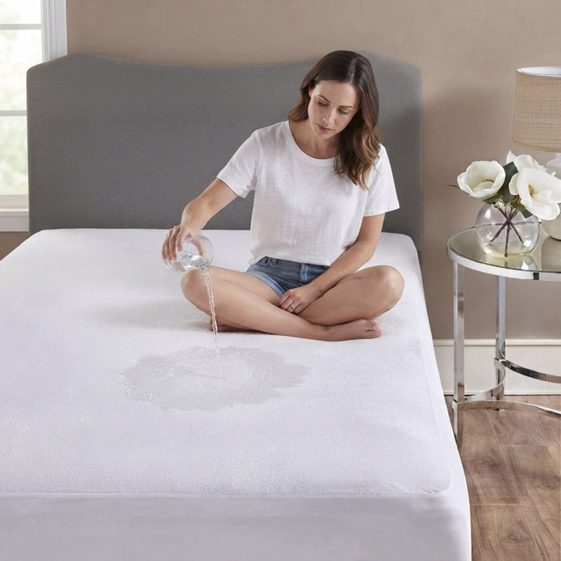 Edinboro Waterproof Terry Fitted Mattress Protector , Single (3')