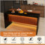 Îlot de cuisine 63 po avec surface d'aspect marbre, lumières DEL et grille de 63 po pour la salle à manger et le salon-972182344