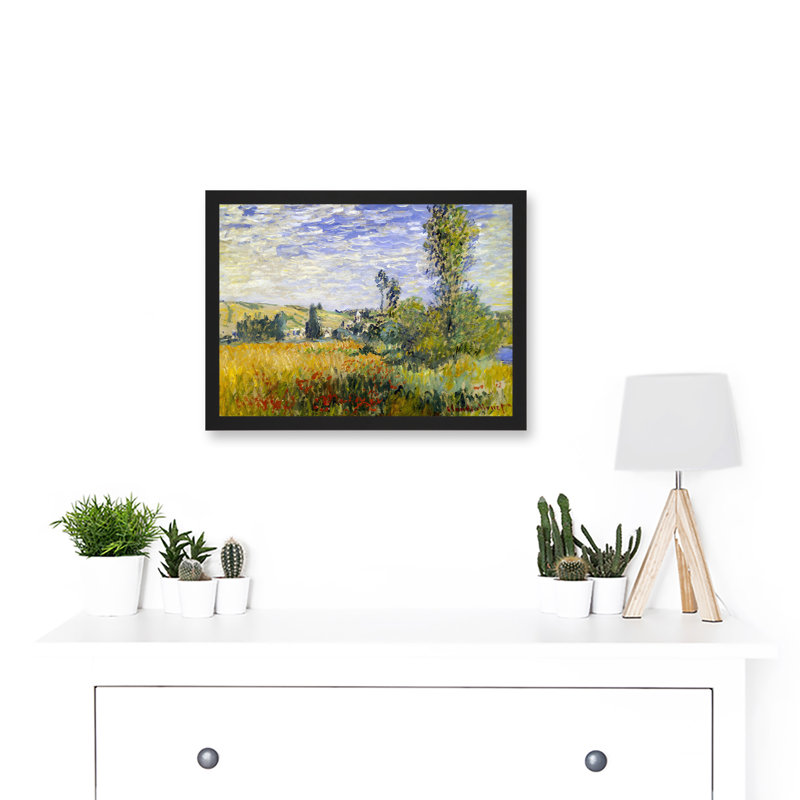 Vetheuil Landscape Old by Claude Monet - Single Picture Frame Painting, 23.4cm H x 32.3cm W x 1.5cm D