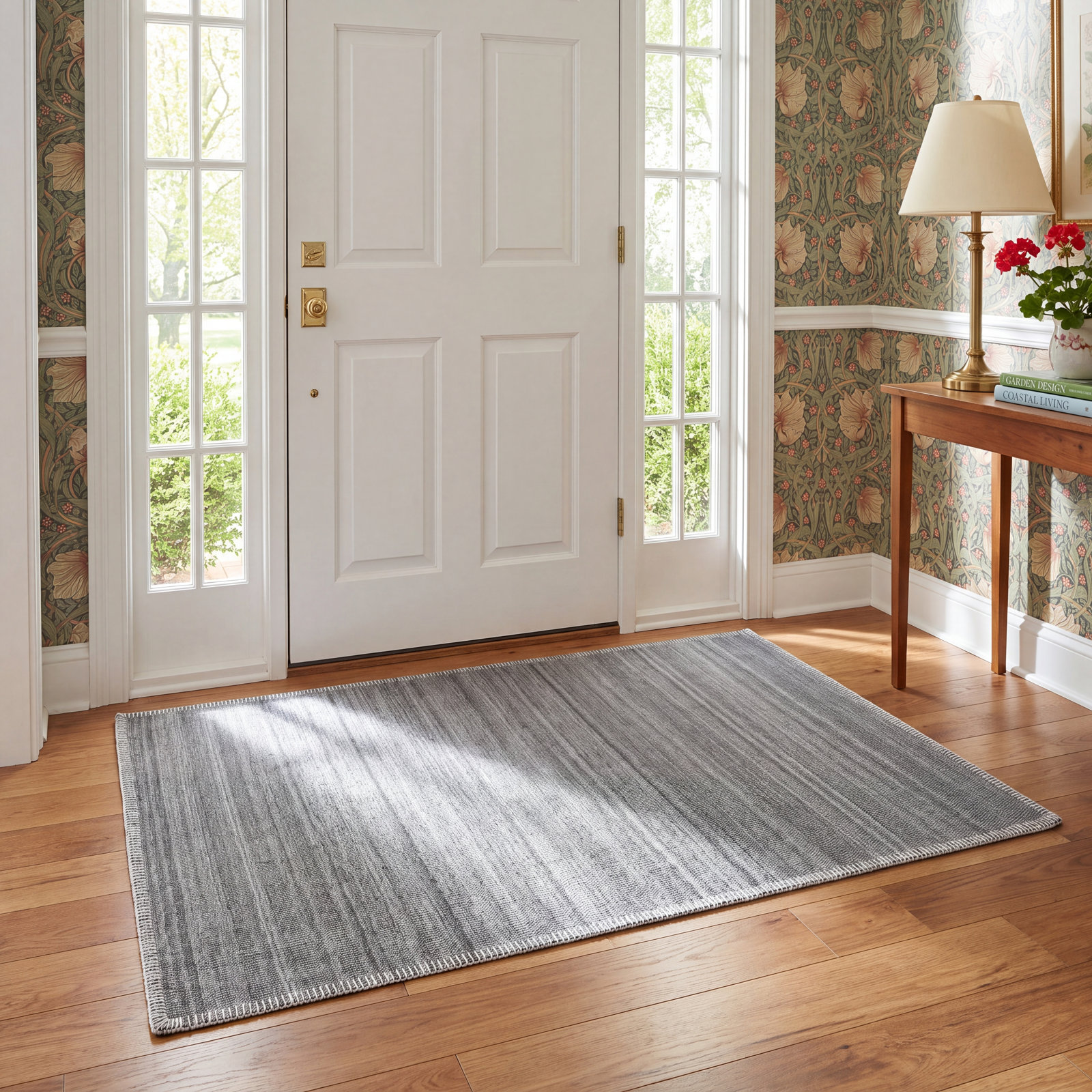 Eljah Gray Hand-Woven Flatweave Rug, Rectangle 2' x 3'
