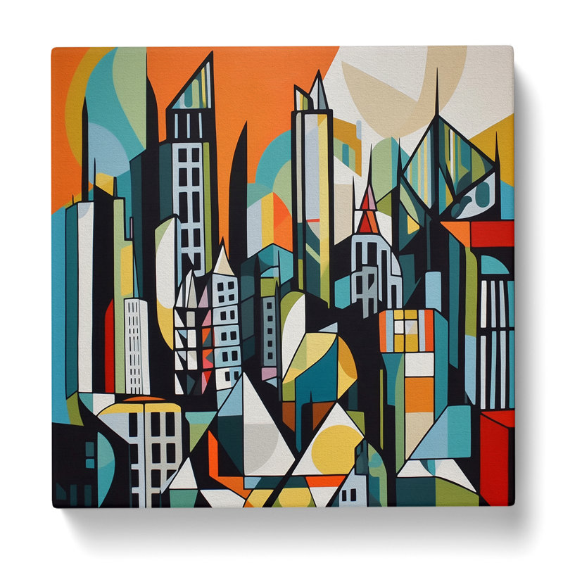 City Of Manchester Cubism - No Frame Print, 35cm H x 35cm W x 3cm D
