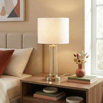 Lampe de table en nickel brossé