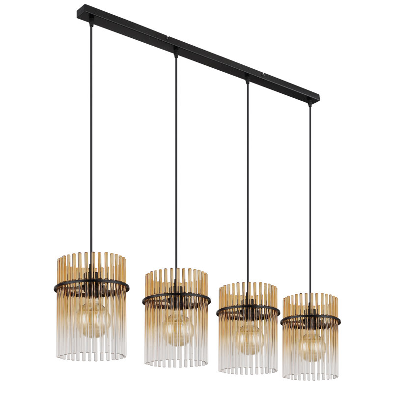Decole 4 - Light Matte Black Kitchen Island Pendant, Amber