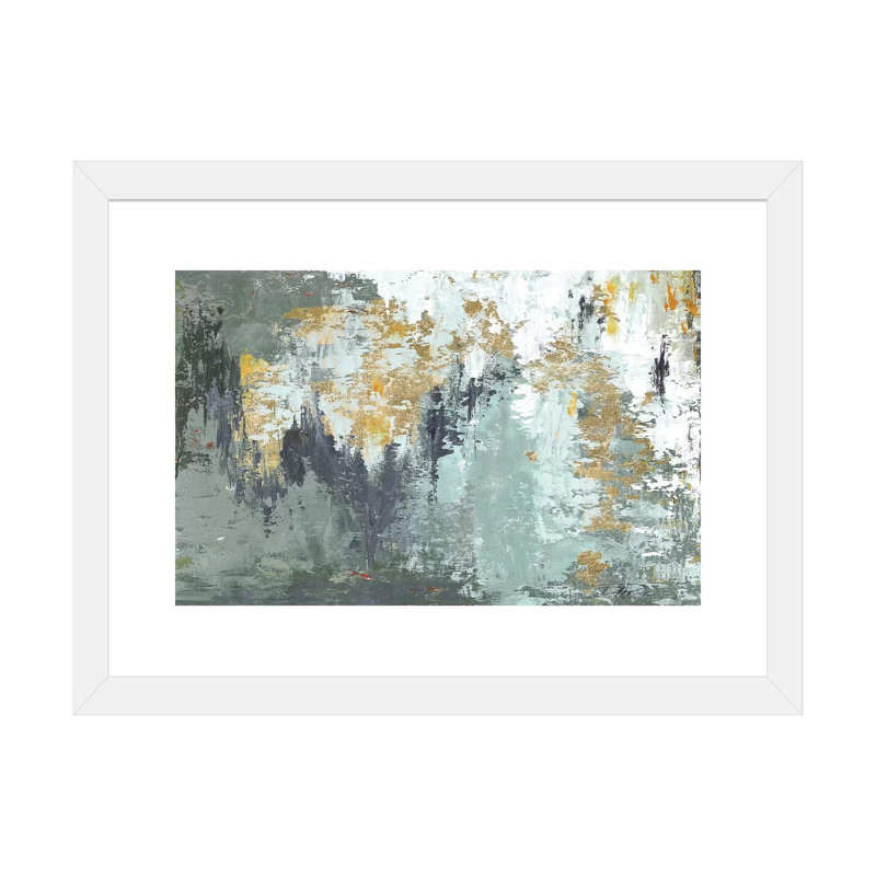 «Gold Magic» par Patricia Pinto - reproduction d'art, H 24 po x l 32 po x P 1 po, Papier encadré blanc, Blanc