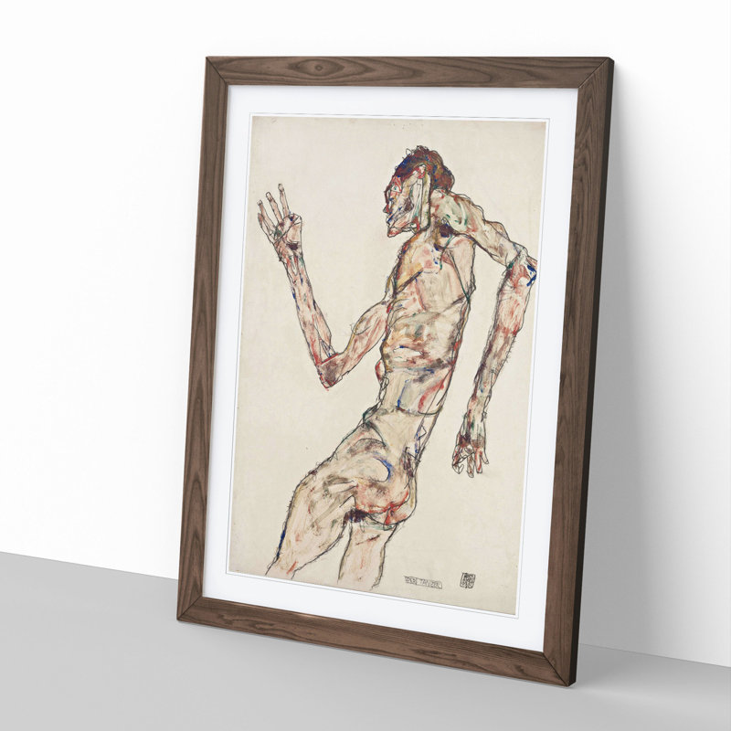 The Dancer by Egon Schiele - Picture Frame Painting, Walnut, 48cm H x 36cm W x 2cm D