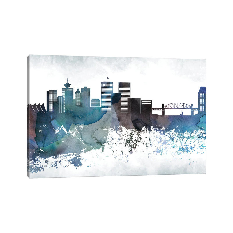 Vancouver Bluish Skyline 1 Piece Wrapped Canvas Wall Art, 152.5 cm H x 101.5 cm W