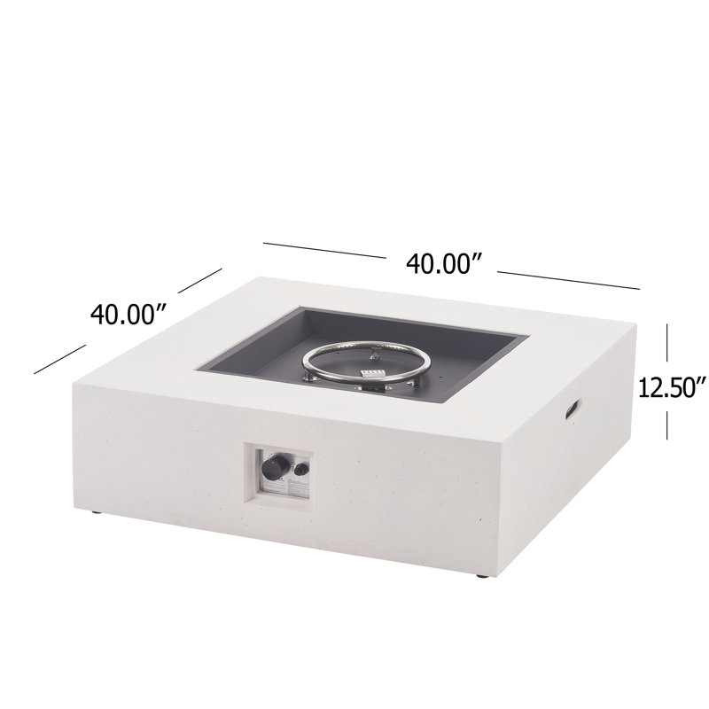 Rossy 12.5" H Concrete Propane Outdoor Fireplace, White