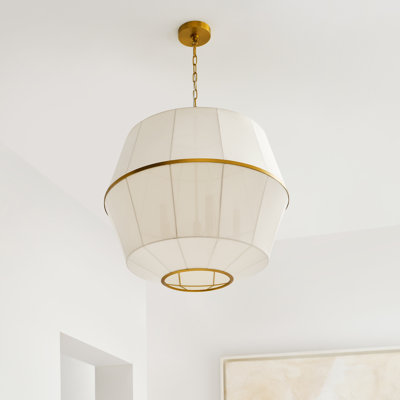 Ellen Degeneres Hikari 5 Light Dining Room Pendant With White Linen Shade