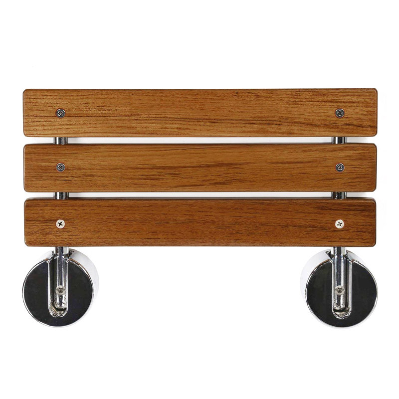 20" Teak Wood Folding Wall Mounted Shower Seat with Stainless Steel Hardware
