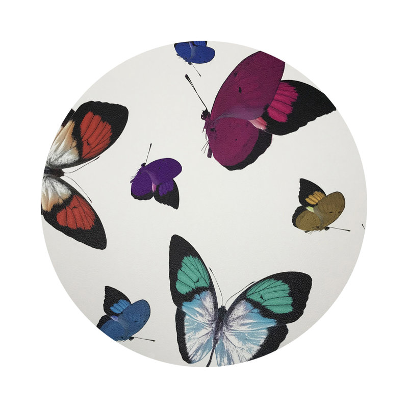 Butterflies Vegan Leather Round Placemats, Original