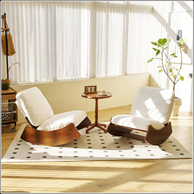 Chaise berçante confortable, tissu d'ameublement de haute qualité, structure en bois massif, parfaite pour les chambres à coucher et les salons, ensemble de 2