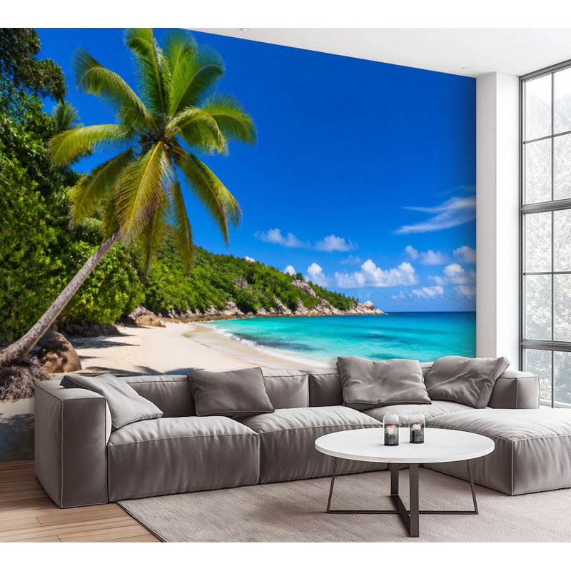 Papier peint adhésif autocollant Palm Beach Tropical Beach, L 100 po x l 144 po