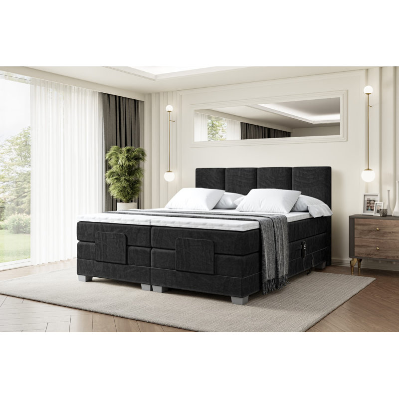 Granita Pocket Spring Mattress Divan Bed Base, 160cm W x 200cm L, Black
