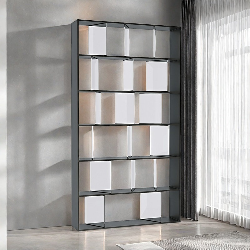 Creative modern bookcase, 86.6"H x 39.3"W x 11"D, Black