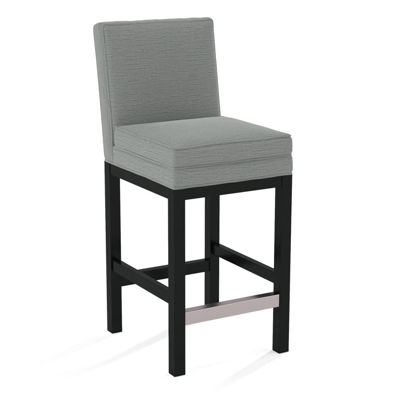 Upholstered Stool, Black Finish, Stone Crypton Performance; 0884-83