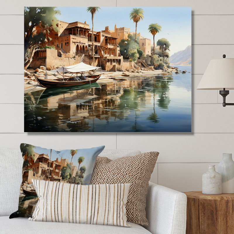 Égypte, la réflexion des Niles - reproduction sur toile, Toile tendue, H 16 po x l 32 po x P 1 po