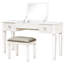 Coiffeuse de chambre à coucher avec miroir - Meuble-lavabo en miroir facile et surface pour rangement rabattable - Tabouret inclus