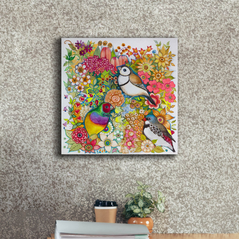 «Exotic Birds» par Oxana Zaika, art mural sur toile, H 18 po x l 18 po x P 0,75 po