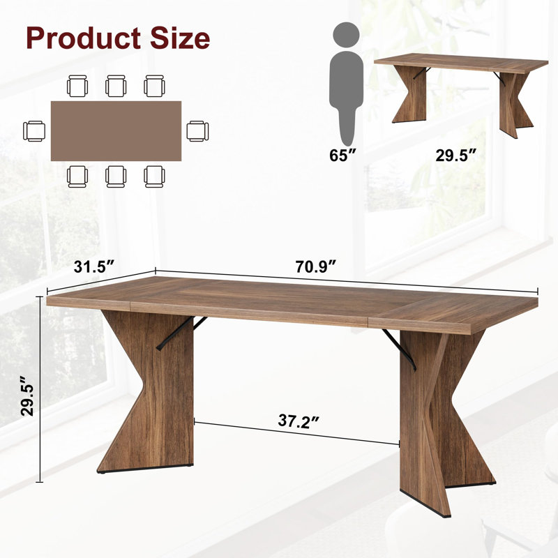 Table de salle à manger de 70,9 po Garvee, Brown