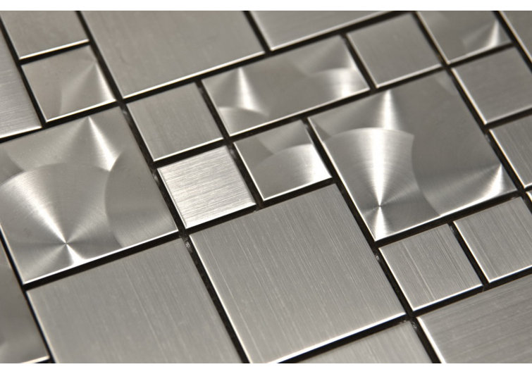 Random Sized Metal Mosaic Tile in Silver
