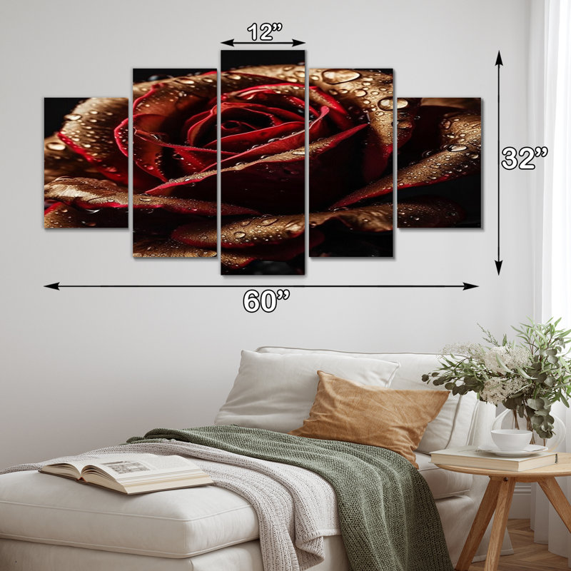 Jenifry - Rose Wall Art Print - 5 Panels