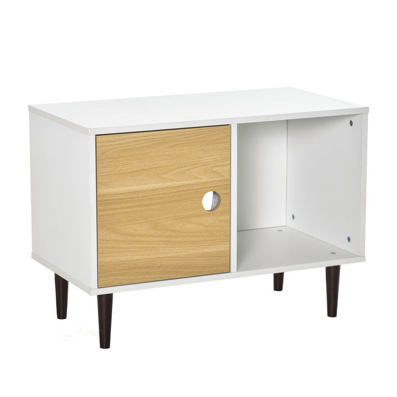Maison en bois pour chat avec coussin moelleux, table d'appoint décorative pour chaton, maisonnette surélevée avec espace de rangement