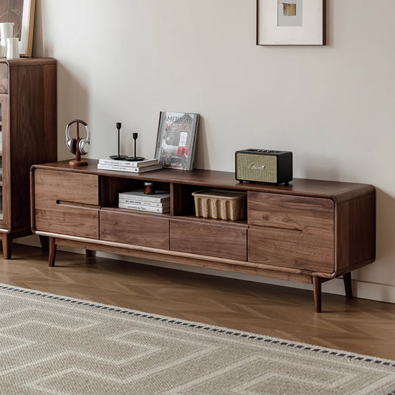 Meuble télé avec rangement en noyer noir, 70.9"