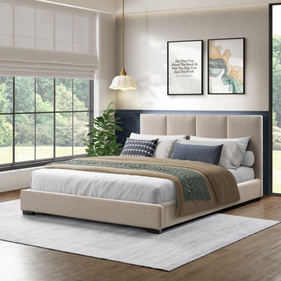 Birch Boucle Platform Bed