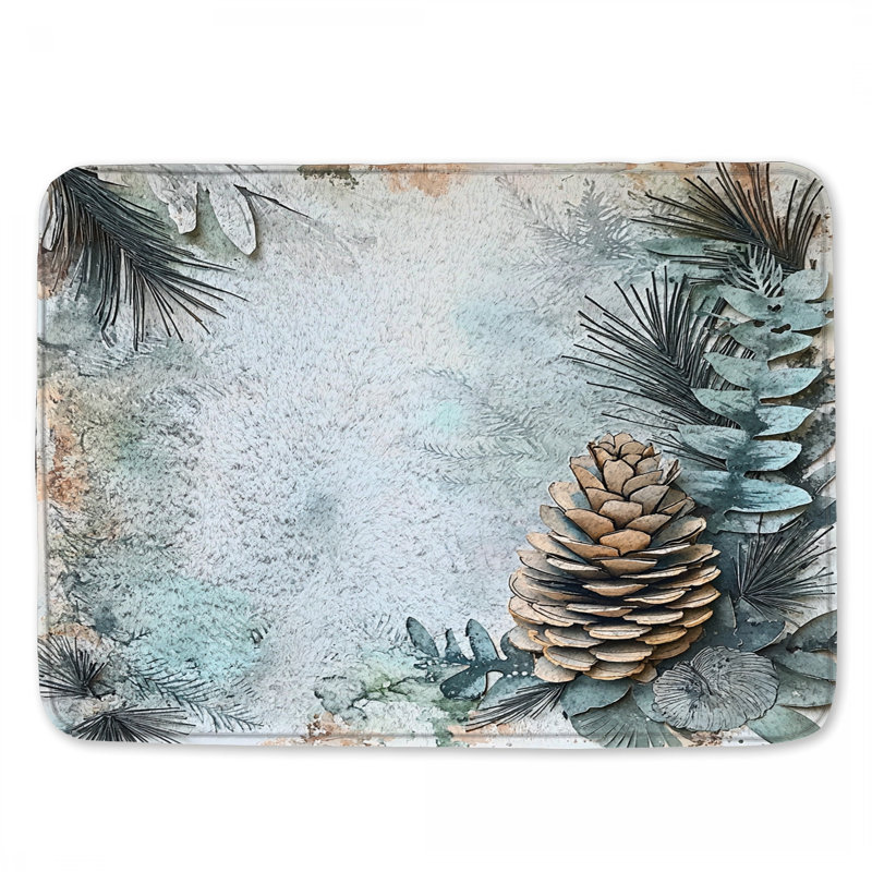 Pinecone Eucalyptus Arrangement Bath Mat, 34in W x 21in L