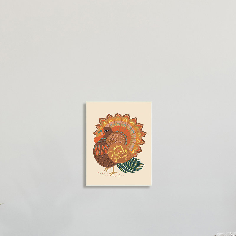 «Happy Thanksgiving Festive Orange Wild Turquie» - impression, Giclée encadrée noir minuit, H 14 po x l 11 po x P 1,5 po