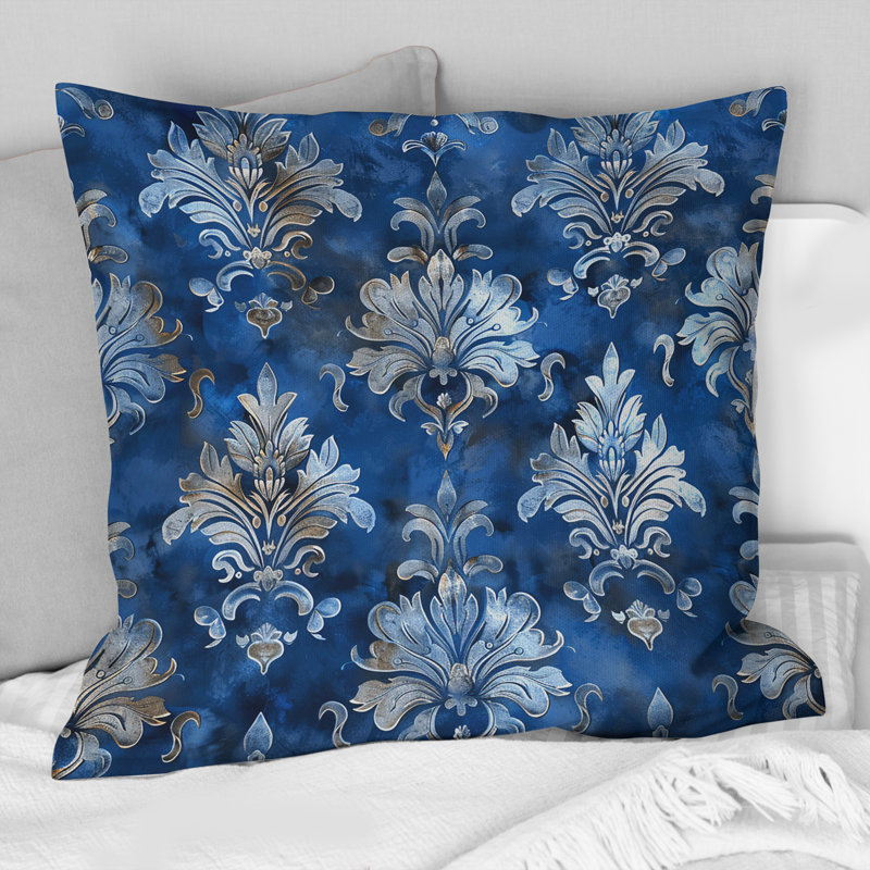 Coussin décoratif glamour à motif damassé glamour II, H 18 po x H 18 po