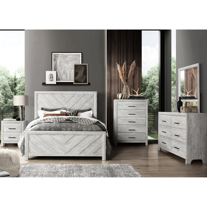 Lit double contemporain gris avec tête de lit de soutien pour lit gris, fabrication moderne et bois