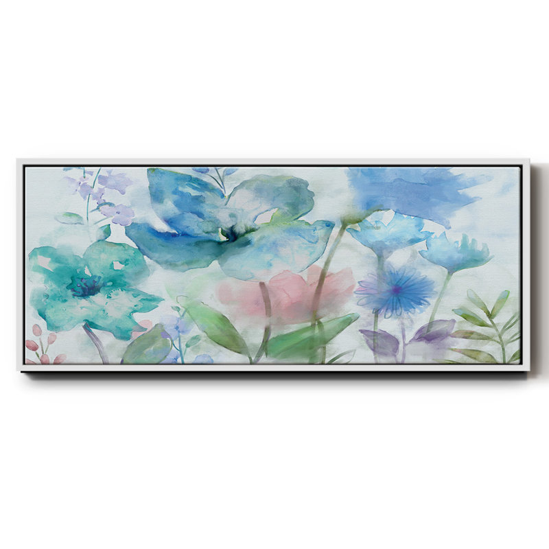 Mélange de bleus - toile encadrée, H 20 po x l 50 po