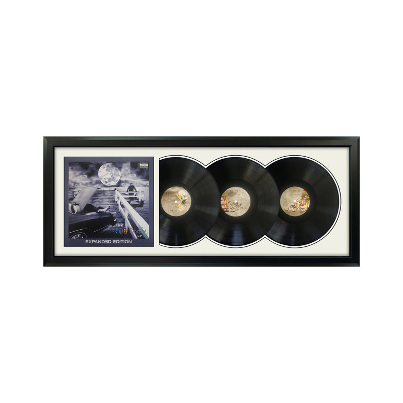 Eminem «The Slim Shady LP», triple disque encadré avec passe-partout blanc, Blanc