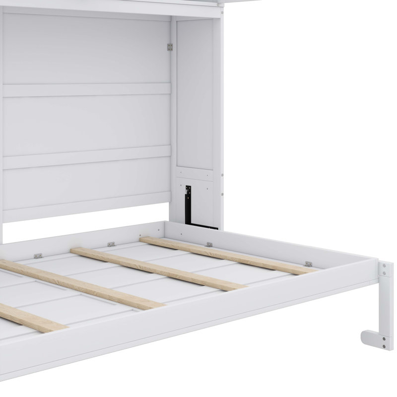 Murphy Bed Wall Bed With Cabinets, White